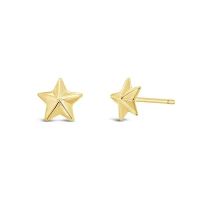 10K Yellow Gold Star Stud Earrings