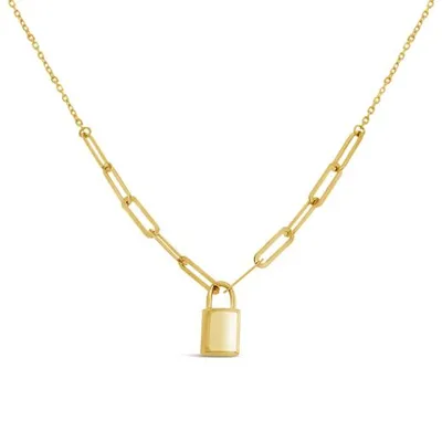 10K Yellow Gold 18" Heart Lock Necklace