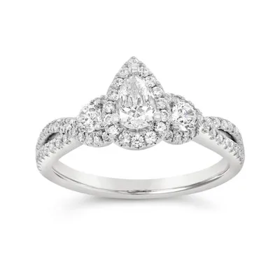 Diamond Revelations 14K White Gold 0.96CTW Pear Shaped Bridal Ring