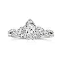 Diamond Revelations 14K White Gold 0.96CTW Pear Shaped Bridal Ring