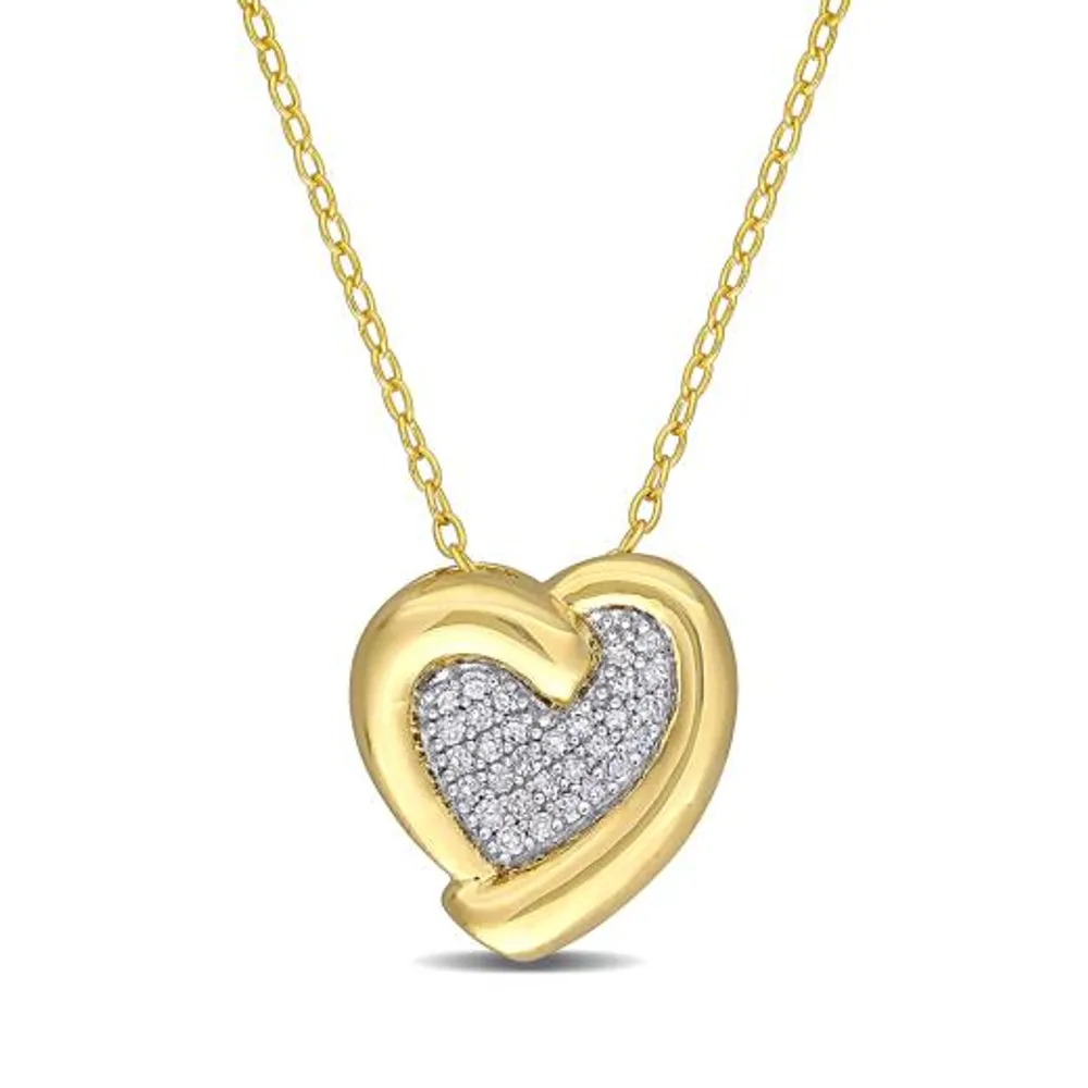 Julianna B Yellow Plated Sterling Silver 0.15CTW Diamond Heart Pendant