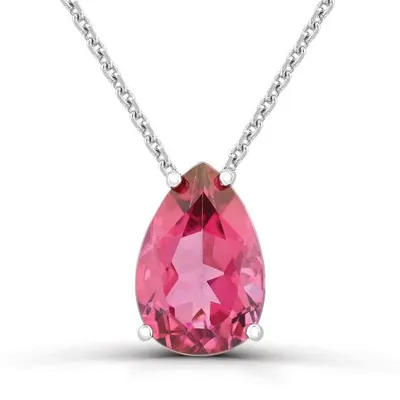 Sterling Silver 18" Pink Topaz Pendant