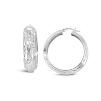 Sterling Silver Diamond Cut Hoop Earring