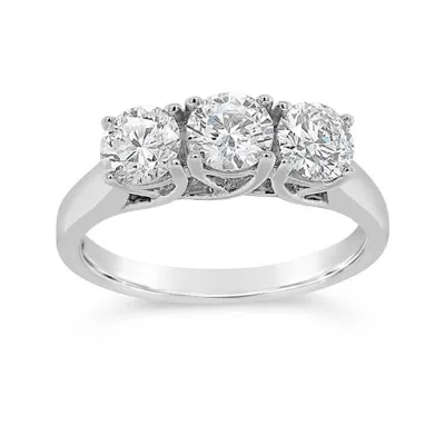 New Brilliance 14K White Gold Lab Grown Three Stone 1.50CTW Diamond Ring