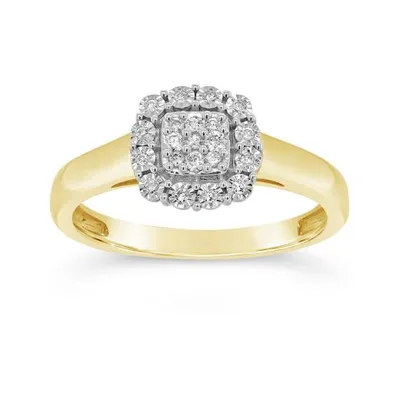 10K Yellow Gold 0.12CTW Diamond Halo Promise Ring