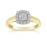 10K Yellow Gold 0.12CTW Diamond Halo Promise Ring