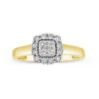 10K Yellow Gold 0.12CTW Diamond Halo Promise Ring