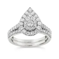 10K White Gold 1.25CTW Diamond Bridal Set