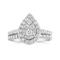 10K White Gold 1.25CTW Diamond Bridal Set