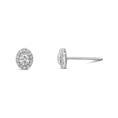 10K White Gold 0.32CTW Oval Diamond Stud Earrings