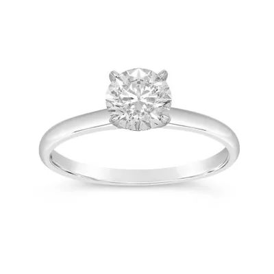 14K White Gold Lab Grown 1.00CT Diamond Solitaire Ring