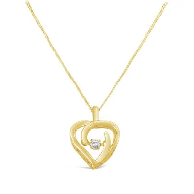 Glacier Fire Dancing Diamond 10K Yellow Gold Heart Pendant