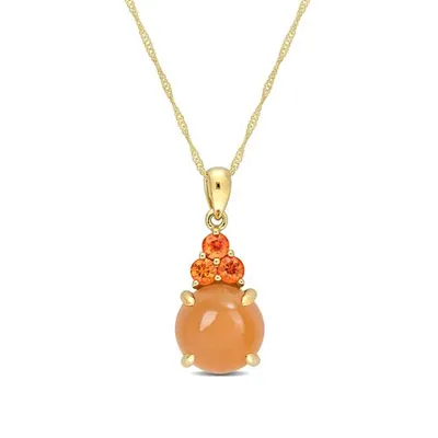Julianna B 14K Yellow Gold Orange Moonstone & Orange Sapphire Necklace