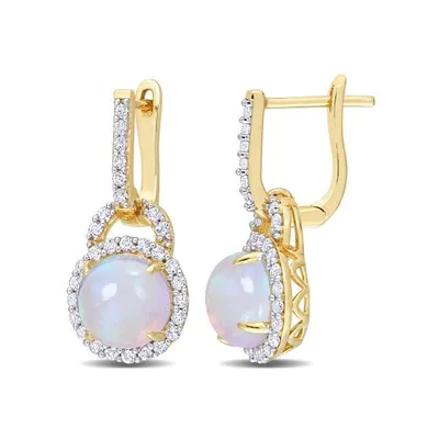 Julianna B Sterling Silver White Topaz & Blue Ethiopian Opal Earrings