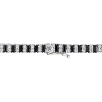 Julianna B Sterling Silver Black Spinel, Created White Sapphire Tennis Bracelet