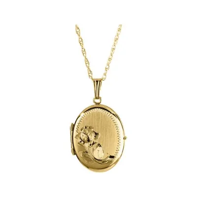 14K Yellow Gold Filled Oval Picture Locket with 18" Chain