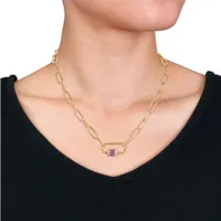 Julianna B Yellow Plated Sterling Silver Amethyst & White Topaz Necklace