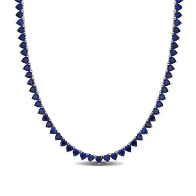 Julianna B Sterling Silver Lab Grown Blue Sapphire Necklace
