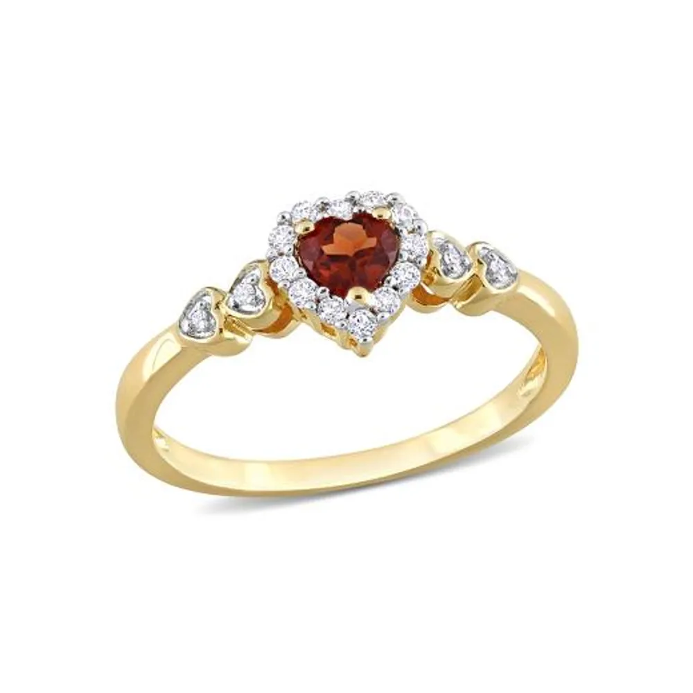 Julianna B Sterling Silver Diamond, Garnet & Created White Sapphire Ring