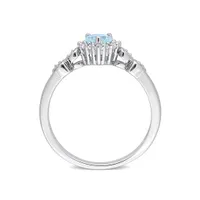 Julianna B Sterling Silver Diamond, Blue Topaz & Created White Sapphire Ring