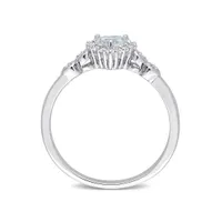 Julianna B Sterling Silver 0.012CT Diamond, Aquamarine & White Topaz Ring