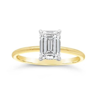Chemistry 14K Yellow Gold Lab Grown 1.57CTW Emerald Cut Diamond Ring