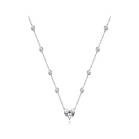 Sterling Silver 19" Cubic Zirconia Heart Adjustable Necklace