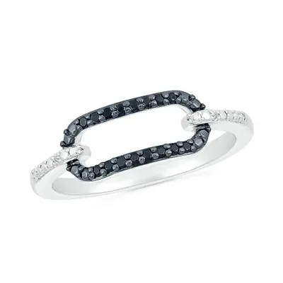 Sterling Silver & Black Diamond Link Ring