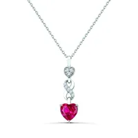 Sterling Silver Created Ruby & Created White Sapphire Infinity Heart Pendant
