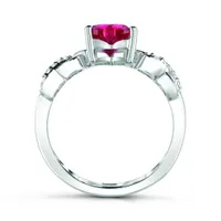 Sterling Silver Created Ruby & White Sapphire Infinity Heart Ring