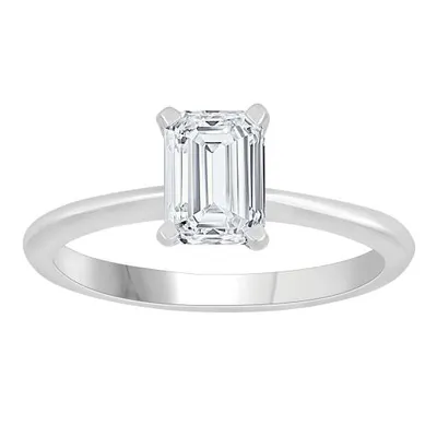 New Brilliance 14K White Gold Lab Grown 1.00CT Emerald Diamond Solitaire Ring