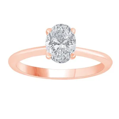 New Brilliance 14K Rose Gold Lab Grown 1.00CT Oval Shaped Diamond Solitaire Ring