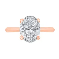New Brilliance 14K Rose Gold Lab Grown 1.00CT Oval Shaped Diamond Solitaire Ring