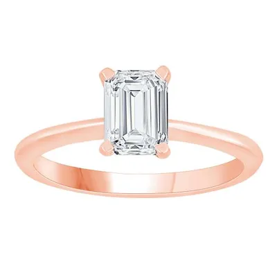 New Brilliance 14K Rose Gold Lab Grown 1.00CT Emerald Diamond Solitaire Ring