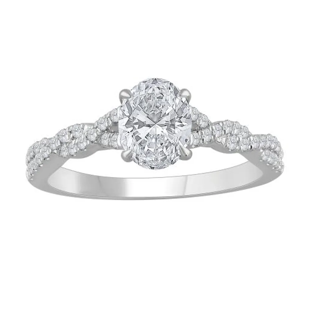 New Brilliance 14K White Gold Lab Grown 1.23CTW Oval Diamond Bridal Ring