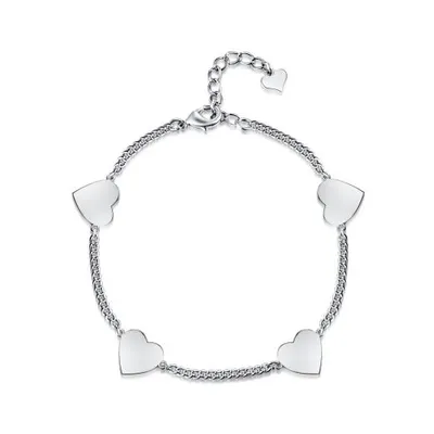 Sterling Silver 8" Adjustable Heart Bracelet