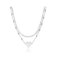 Sterling Silver 16" Layered Heart Necklace