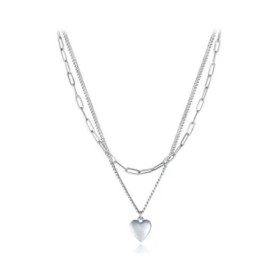 Sterling Silver 16"-18" Adjustable Layered Heart Necklace