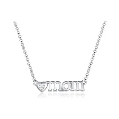 Sterling Silver Cubic Zirconia 19" Mom Necklace