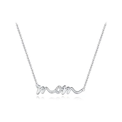 Sterling Silver Cubic Zirconia 19" Mom Necklace