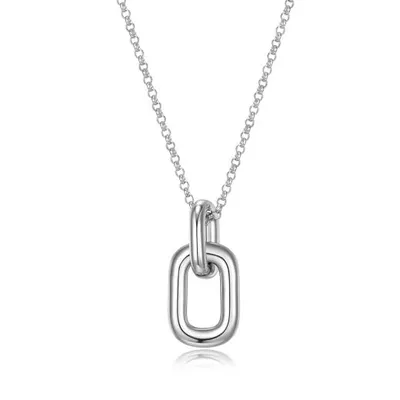 Elle Simpatico Sterling Silver Rectangle Link 17" + 3" Necklace