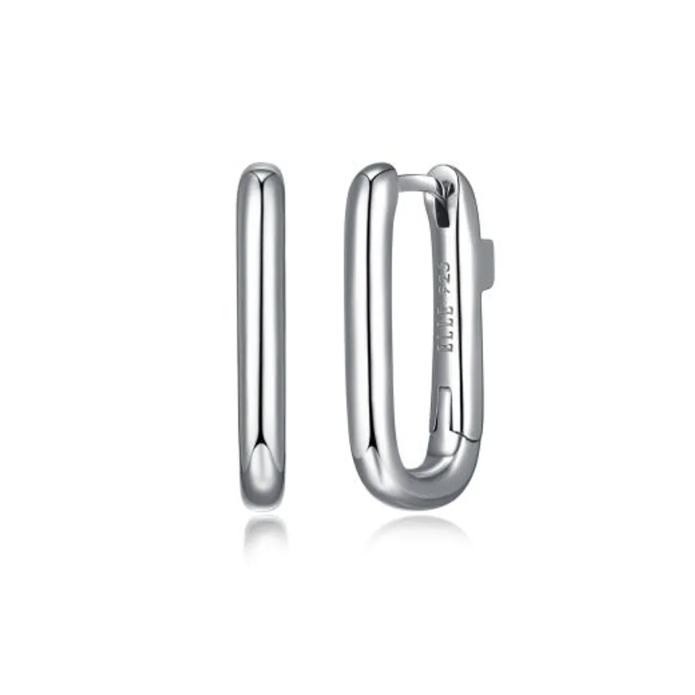 Elle Simpatico Sterling Silver Small Rectangle Hoop Earring