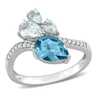 Julianna B 14K WG Aquamarine, Blue Sapphire & Diamond Ring