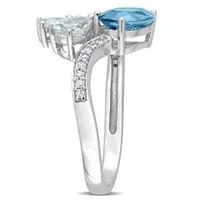 Julianna B 14K WG Aquamarine, Blue Sapphire & Diamond Ring