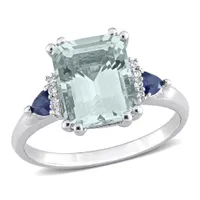 Julianna B 14K WG Aquamarine, Blue Sapphire & Diamond Ring