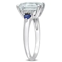 Julianna B 14K WG Aquamarine, Blue Sapphire & Diamond Ring
