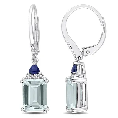 Julianna B 14K WG Aquamarine, Blue Sapphire & Diamond Earrings