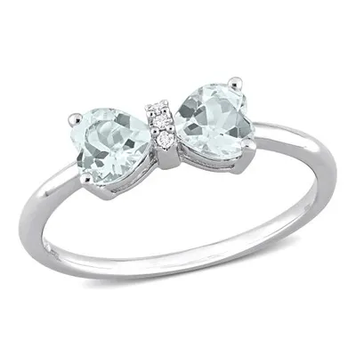 Julianna B Sterling Silver Aquamarine & Diamond Bow Ring
