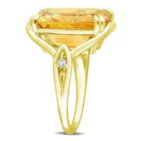 Julianna B Sterling Silver Yellow Plated Citrine and White Topaz Ring