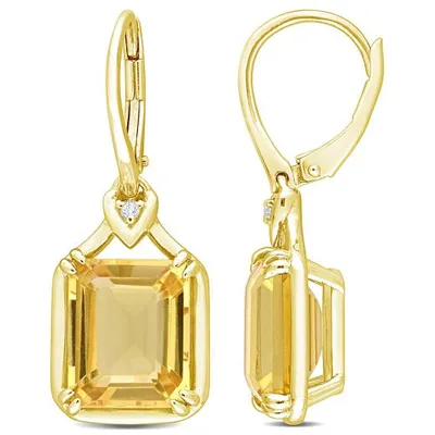 Julianna B Sterling Silver Yellow Plated Citrine and White Topaz Earrings